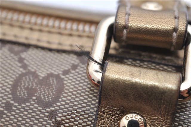 Authentic GUCCI GG Crystal Hand Mini Boston Bag PVC Leather 193604 Brown 2777E