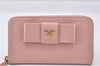 Authentic PRADA Saffiano Ribbon Leather Long Wallet Purse Pink 2777F