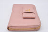 Authentic PRADA Saffiano Ribbon Leather Long Wallet Purse Pink 2777F