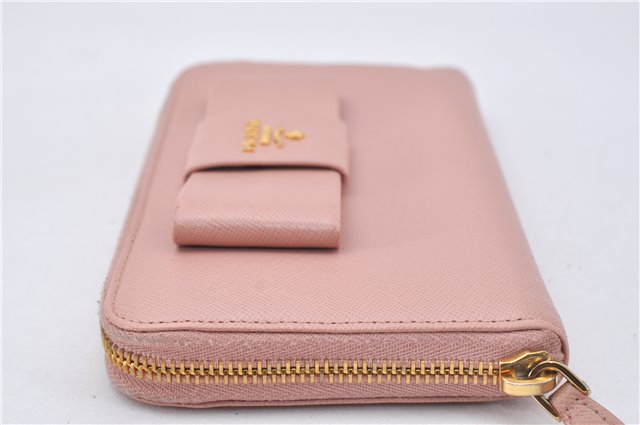 Authentic PRADA Saffiano Ribbon Leather Long Wallet Purse Pink 2777F