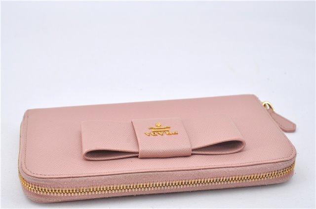 Authentic PRADA Saffiano Ribbon Leather Long Wallet Purse Pink 2777F