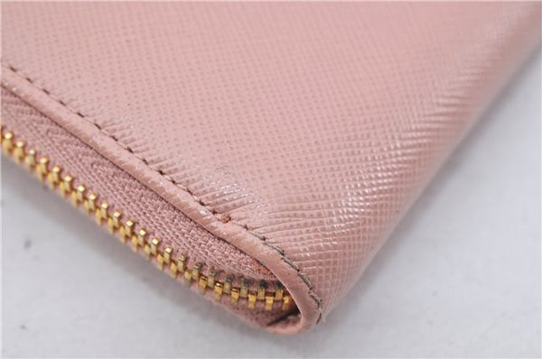 Authentic PRADA Saffiano Ribbon Leather Long Wallet Purse Pink 2777F