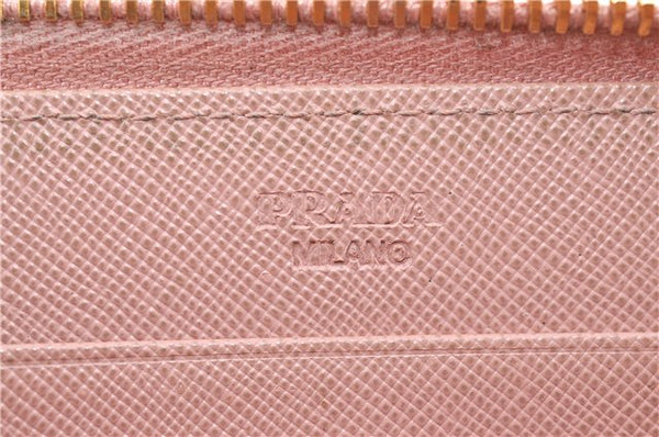 Authentic PRADA Saffiano Ribbon Leather Long Wallet Purse Pink 2777F