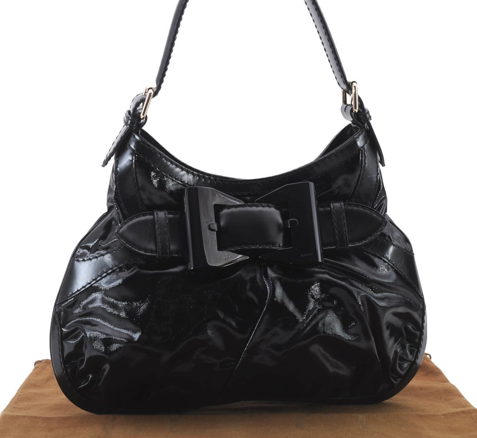 Authentic GUCCI Queen Hobo Shoulder Hand Bag PVC Leather 189885 Black 2778C