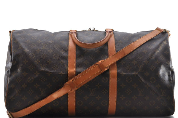 Auth Louis Vuitton Monogram Keepall Bandouliere 55 Boston Bag M41414 LV 2779D