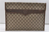 Authentic GUCCI Vintage Clutch Hand Bag Purse GG PVC Leather Brown 2779E