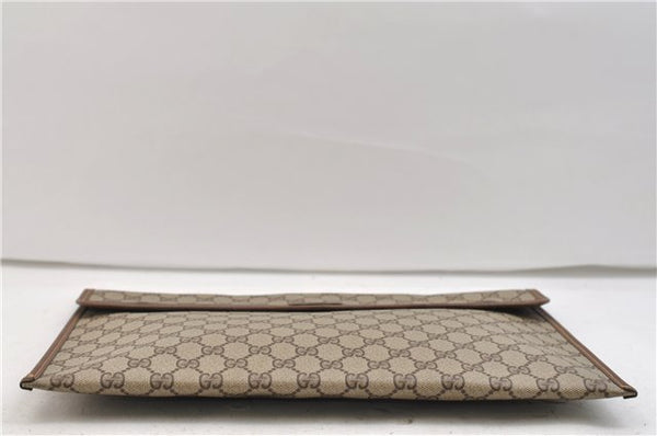 Authentic GUCCI Vintage Clutch Hand Bag Purse GG PVC Leather Brown 2779E