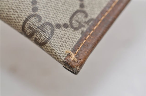 Authentic GUCCI Vintage Clutch Hand Bag Purse GG PVC Leather Brown 2779E