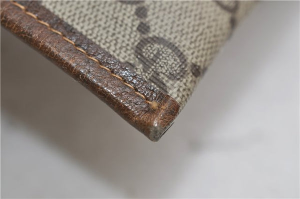 Authentic GUCCI Vintage Clutch Hand Bag Purse GG PVC Leather Brown 2779E