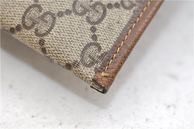 Authentic GUCCI Vintage Clutch Hand Bag Purse GG PVC Leather Brown 2779E