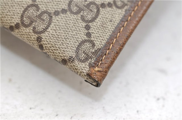 Authentic GUCCI Vintage Clutch Hand Bag Purse GG PVC Leather Brown 2779E