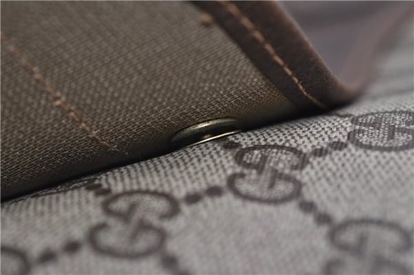 Authentic GUCCI Vintage Clutch Hand Bag Purse GG PVC Leather Brown 2779E