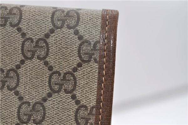 Authentic GUCCI Vintage Clutch Hand Bag Purse GG PVC Leather Brown 2779E