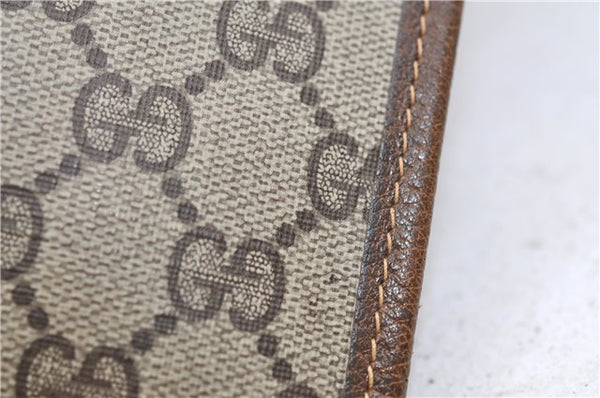Authentic GUCCI Vintage Clutch Hand Bag Purse GG PVC Leather Brown 2779E