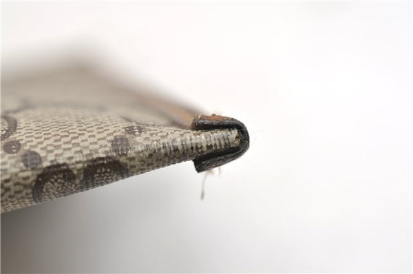 Authentic GUCCI Vintage Clutch Hand Bag Purse GG PVC Leather Brown 2779E