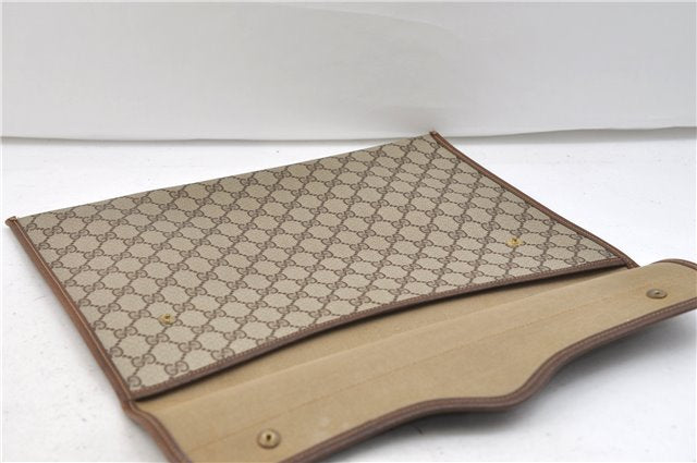 Authentic GUCCI Vintage Clutch Hand Bag Purse GG PVC Leather Brown 2779E