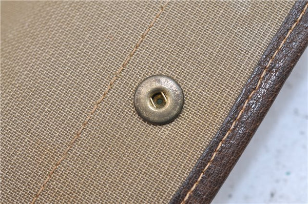 Authentic GUCCI Vintage Clutch Hand Bag Purse GG PVC Leather Brown 2779E