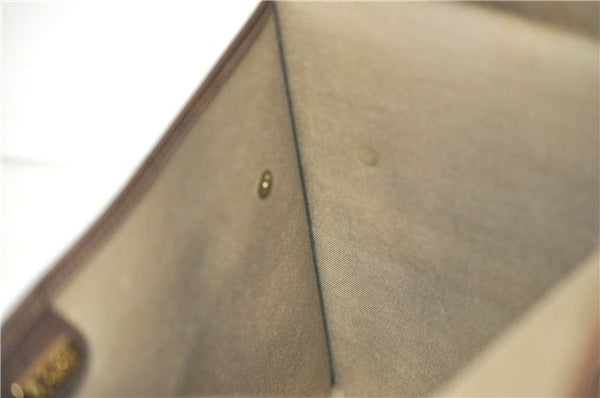 Authentic GUCCI Vintage Clutch Hand Bag Purse GG PVC Leather Brown 2779E