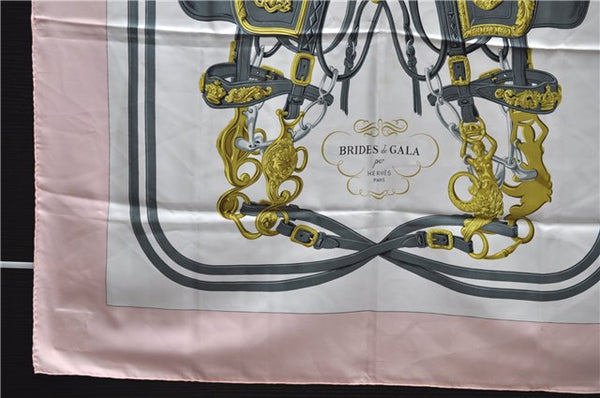 Authentic HERMES Carre 90 Scarf "BRIDES de GALA par" Silk Pink 2781D