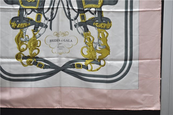 Authentic HERMES Carre 90 Scarf "BRIDES de GALA par" Silk Pink 2781D