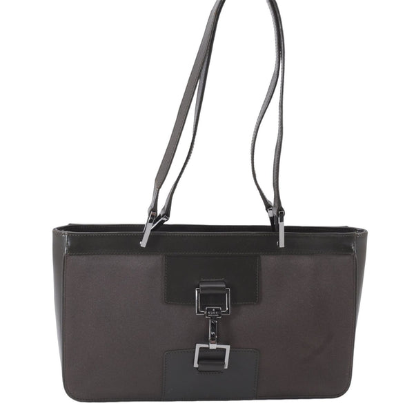 Authentic GUCCI Vintage Shoulder Hand Bag Purse Satin Leather Brown 2781E