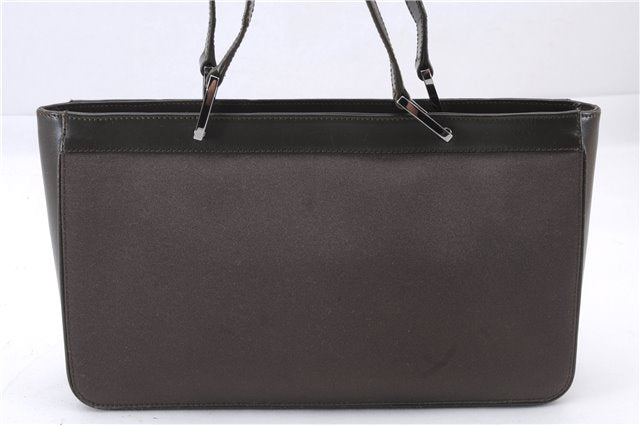 Authentic GUCCI Vintage Shoulder Hand Bag Purse Satin Leather Brown 2781E