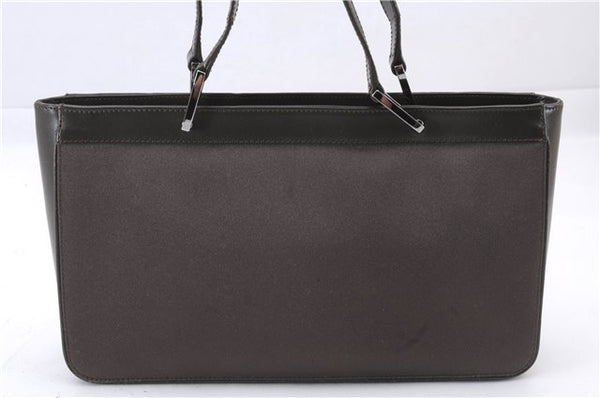 Authentic GUCCI Vintage Shoulder Hand Bag Purse Satin Leather Brown 2781E