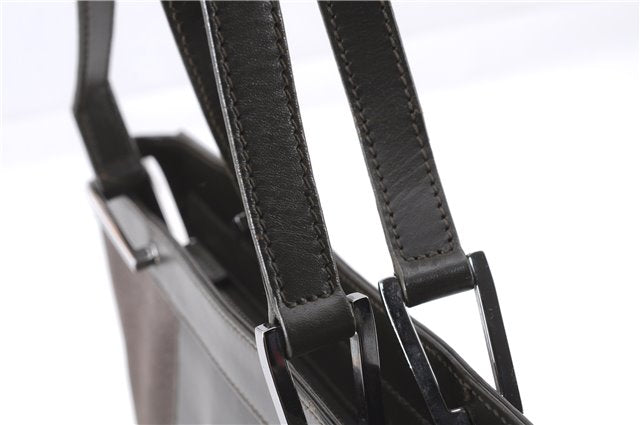 Authentic GUCCI Vintage Shoulder Hand Bag Purse Satin Leather Brown 2781E