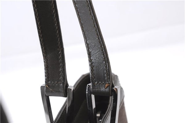 Authentic GUCCI Vintage Shoulder Hand Bag Purse Satin Leather Brown 2781E