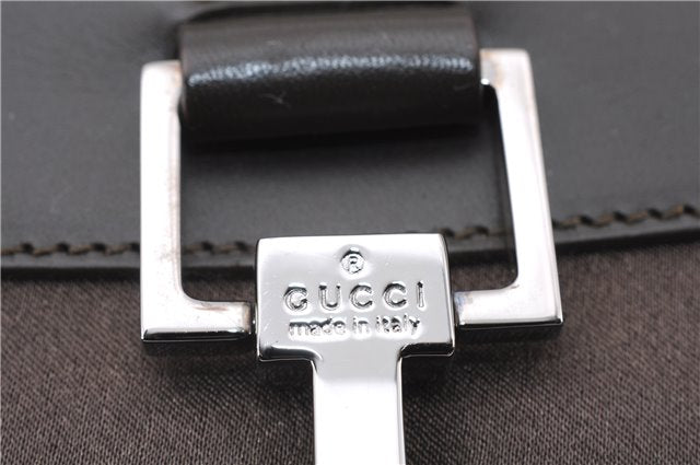 Authentic GUCCI Vintage Shoulder Hand Bag Purse Satin Leather Brown 2781E