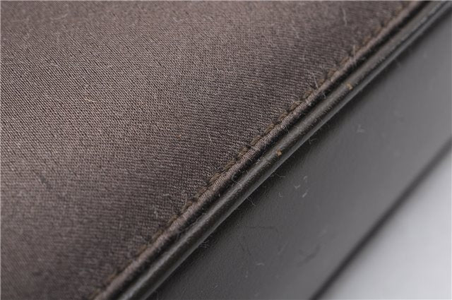 Authentic GUCCI Vintage Shoulder Hand Bag Purse Satin Leather Brown 2781E