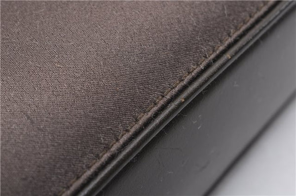 Authentic GUCCI Vintage Shoulder Hand Bag Purse Satin Leather Brown 2781E