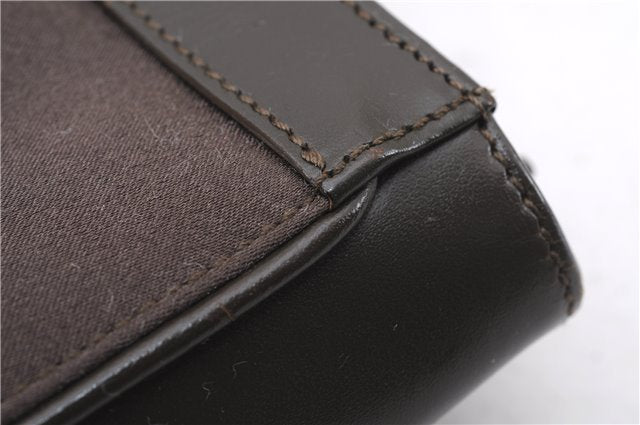 Authentic GUCCI Vintage Shoulder Hand Bag Purse Satin Leather Brown 2781E