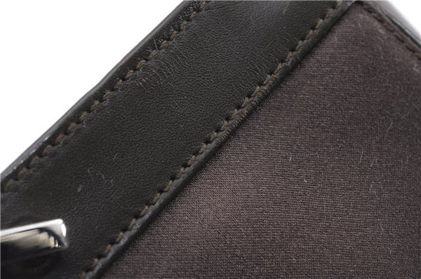 Authentic GUCCI Vintage Shoulder Hand Bag Purse Satin Leather Brown 2781E