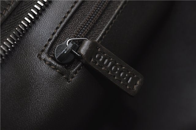 Authentic GUCCI Vintage Shoulder Hand Bag Purse Satin Leather Brown 2781E