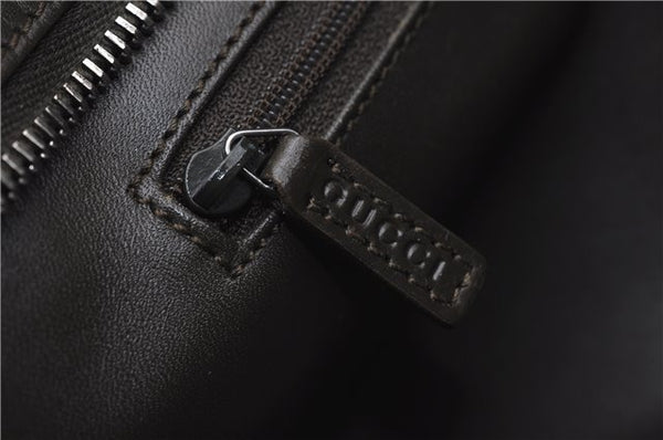 Authentic GUCCI Vintage Shoulder Hand Bag Purse Satin Leather Brown 2781E