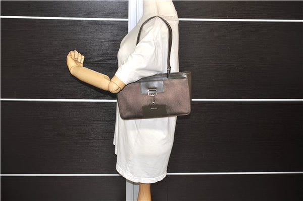 Authentic GUCCI Vintage Shoulder Hand Bag Purse Satin Leather Brown 2781E
