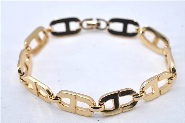 Authentic Christian Dior CD Logo Bracelet Gold Tone 2781F