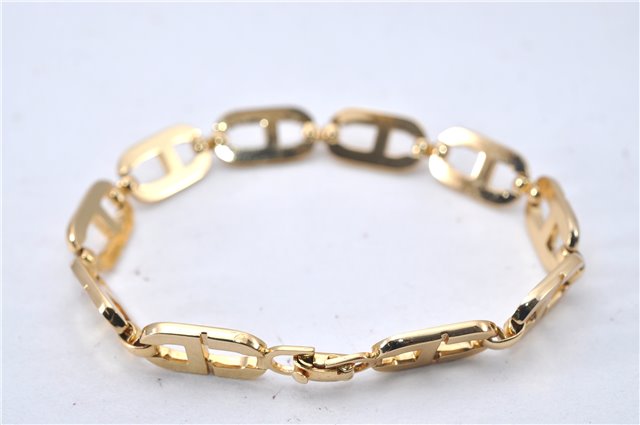 Authentic Christian Dior CD Logo Bracelet Gold Tone 2781F