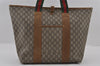 Authentic GUCCI Web Sherry Line GG Plus Tote Bag PVC Leather Brown Junk 2781I