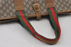Authentic GUCCI Web Sherry Line GG Plus Tote Bag PVC Leather Brown Junk 2781I