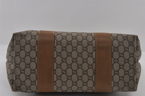 Authentic GUCCI Web Sherry Line GG Plus Tote Bag PVC Leather Brown Junk 2781I