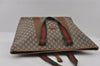 Authentic GUCCI Web Sherry Line GG Plus Tote Bag PVC Leather Brown Junk 2781I