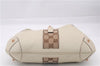 Authentic GUCCI New Jackie Shoulder Bag Leather GG Canvas 120888 Ivory 2782E