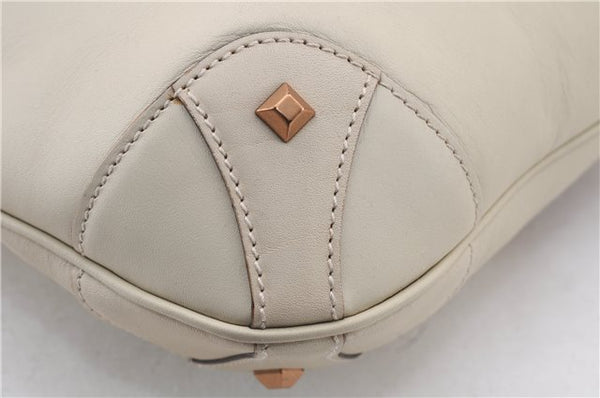 Authentic GUCCI New Jackie Shoulder Bag Leather GG Canvas 120888 Ivory 2782E