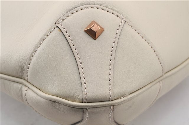 Authentic GUCCI New Jackie Shoulder Bag Leather GG Canvas 120888 Ivory 2782E