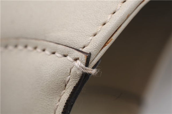 Authentic GUCCI New Jackie Shoulder Bag Leather GG Canvas 120888 Ivory 2782E