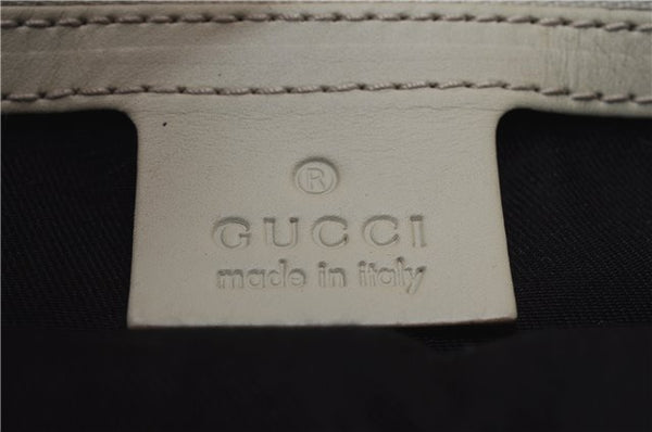 Authentic GUCCI New Jackie Shoulder Bag Leather GG Canvas 120888 Ivory 2782E