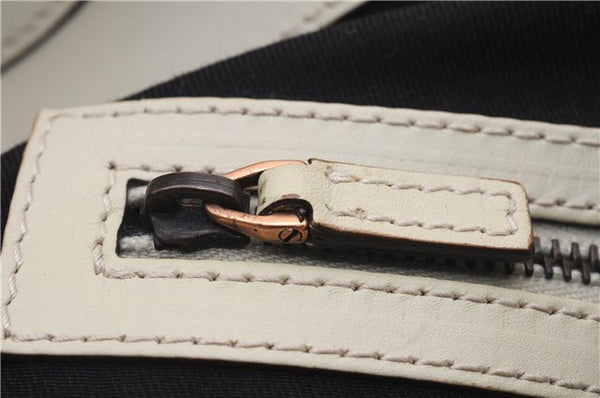 Authentic GUCCI New Jackie Shoulder Bag Leather GG Canvas 120888 Ivory 2782E