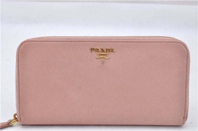 Authentic PRADA Saffiano Metal Leather Long Wallet Purse 1ML506 Pink 2782F